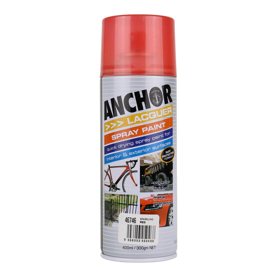 ANCHOR Lacquer Spray Paint Sparkling Red 300gm Aerosol Quick Drying x 3 Pack