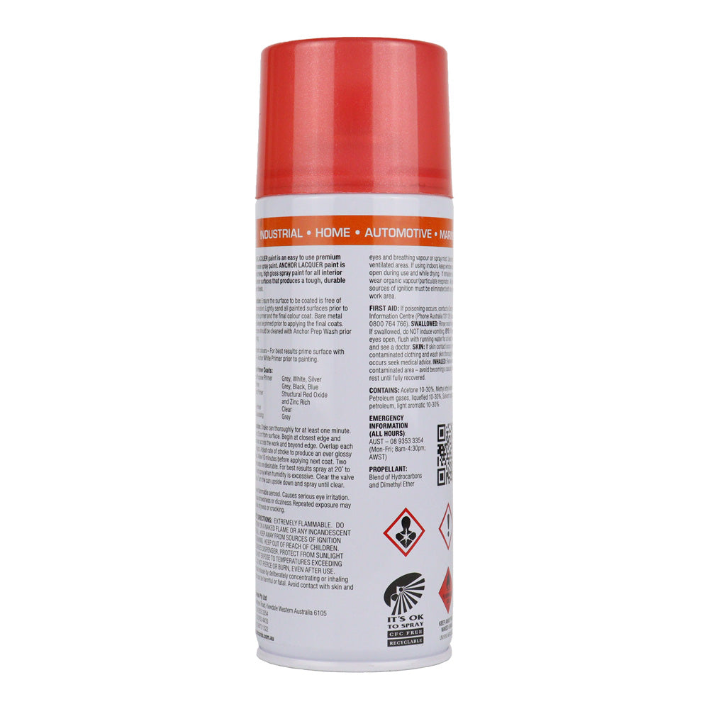 ANCHOR Lacquer Spray Paint Sparkling Red 300g Aerosol Quick Drying