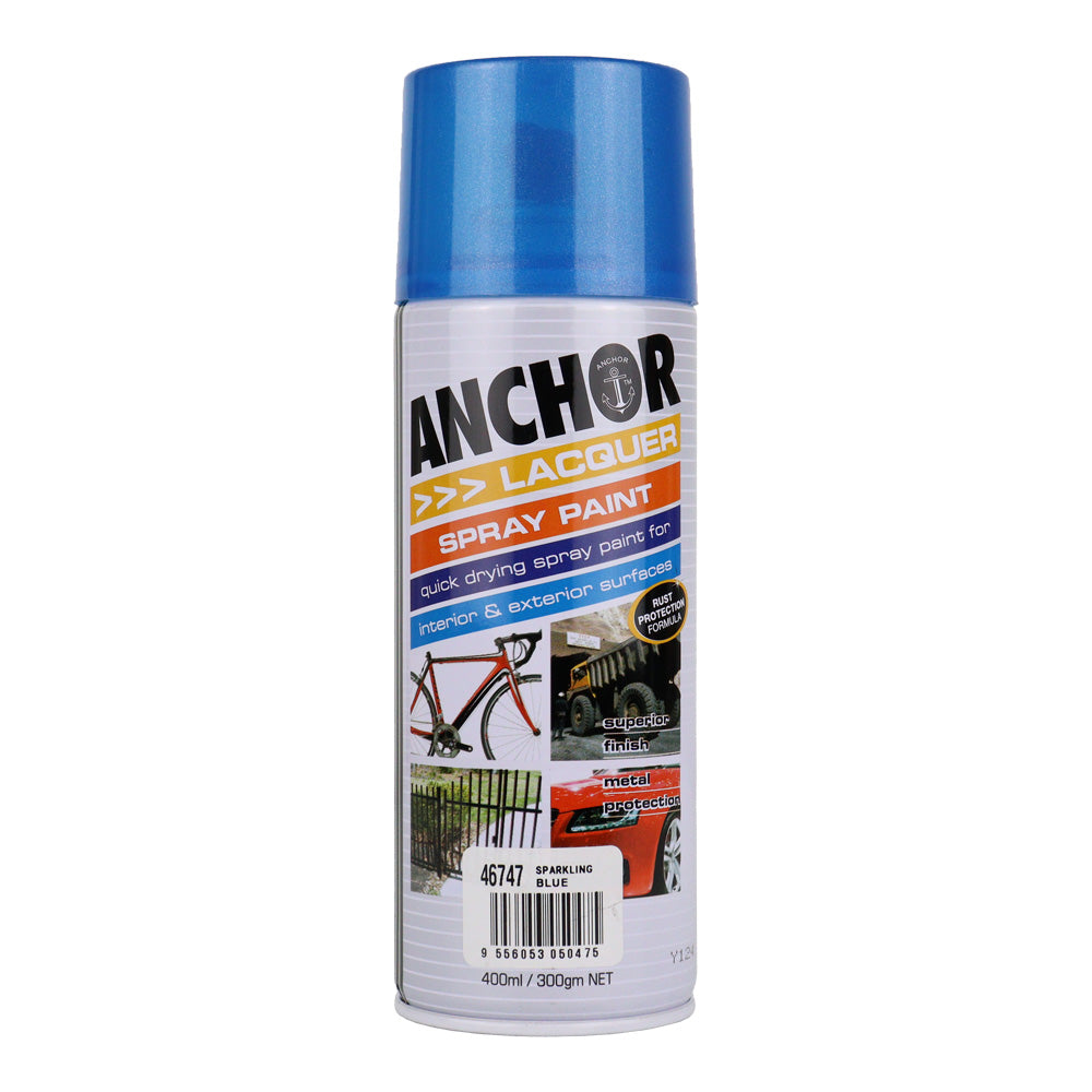 ANCHOR Lacquer Spray Paint Sparkling Blue 300g Aerosol Quick Drying