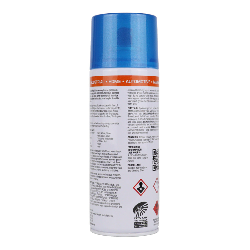 ANCHOR Lacquer Spray Paint Sparkling Blue 300g Aerosol Quick Drying