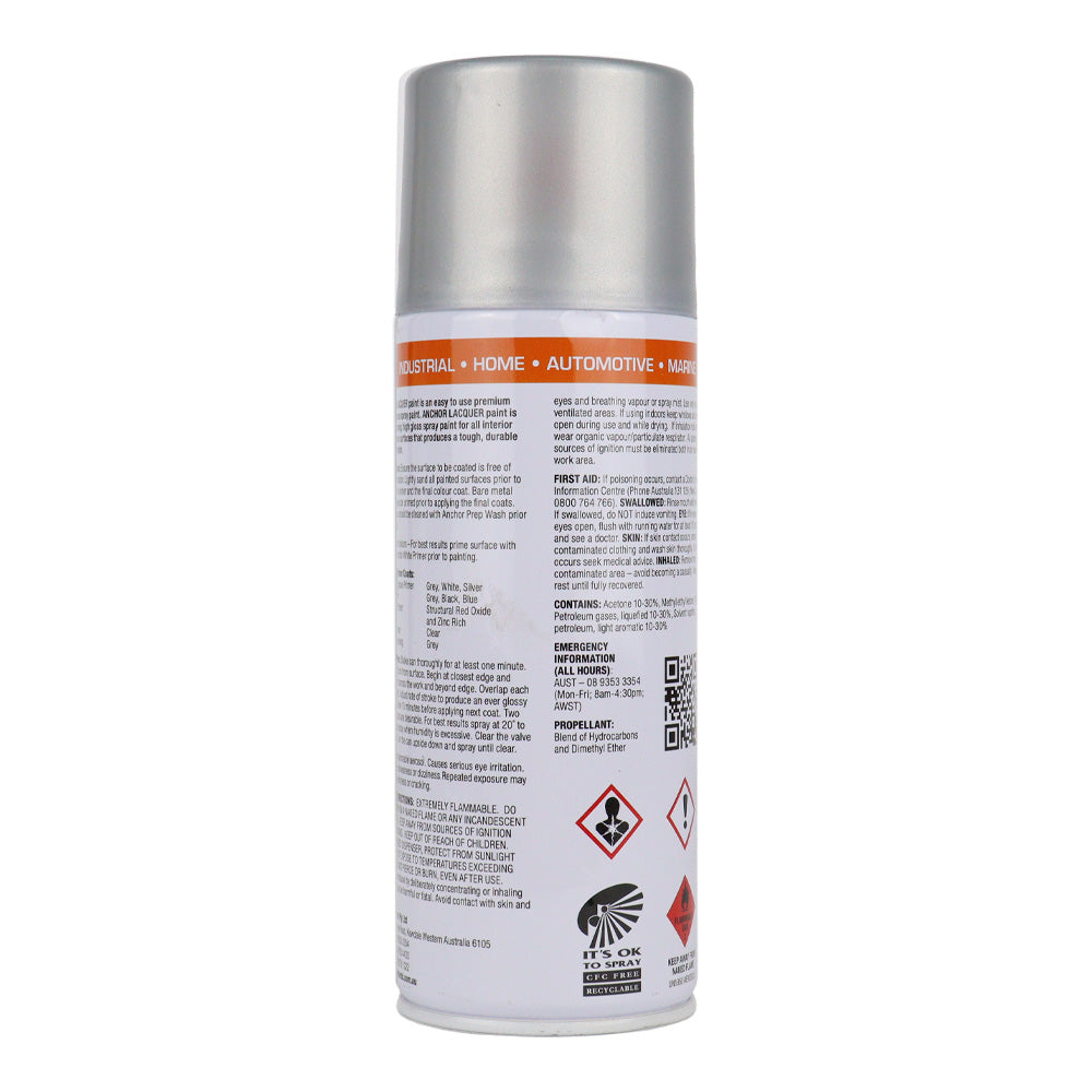 ANCHOR Lacquer Spray Paint Sparkling Silver 300g Aerosol Quick Drying x 3 Pack