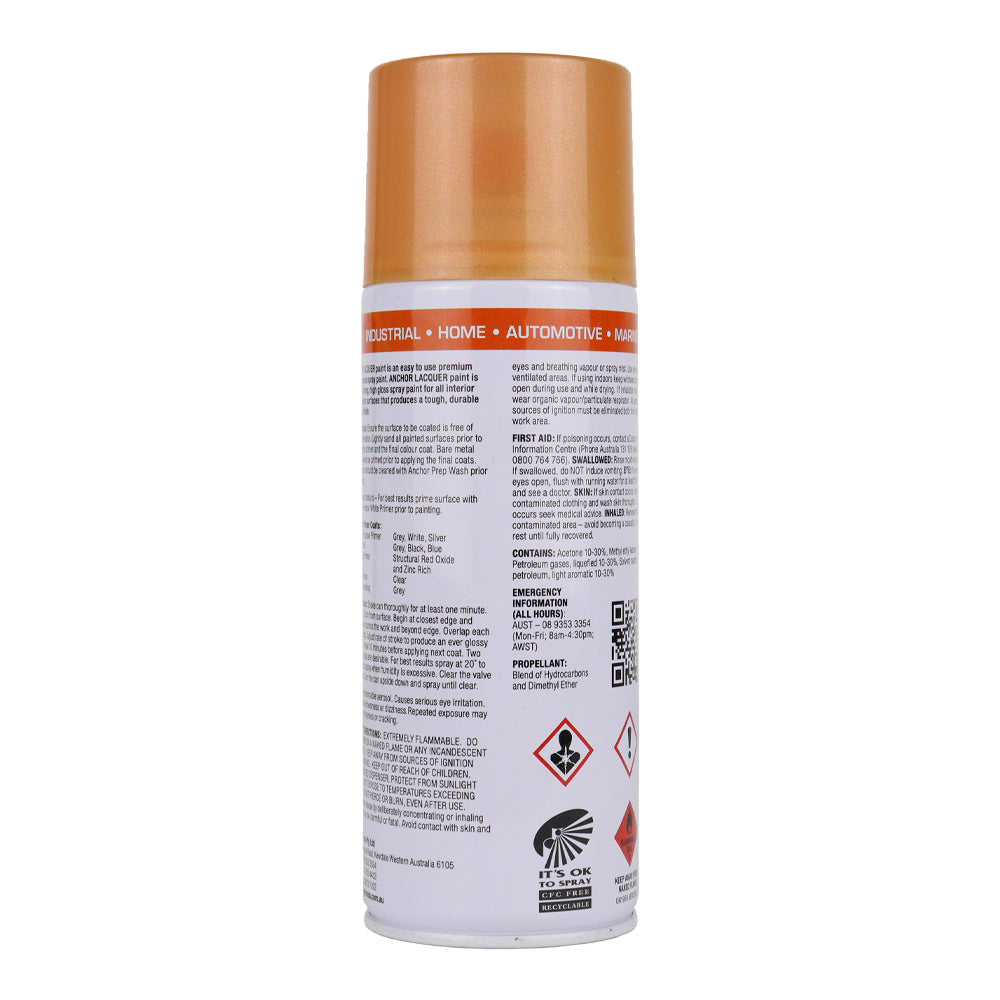 ANCHOR Lacquer Spray Paint Sparkling Gold 300g Aerosol Quick Drying