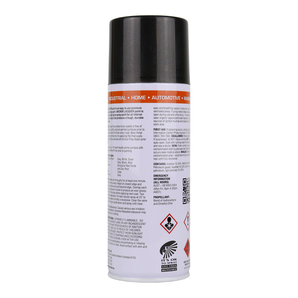 ANCHOR Lacquer Spray Paint Sparkling Black 300g Aerosol Quick Drying