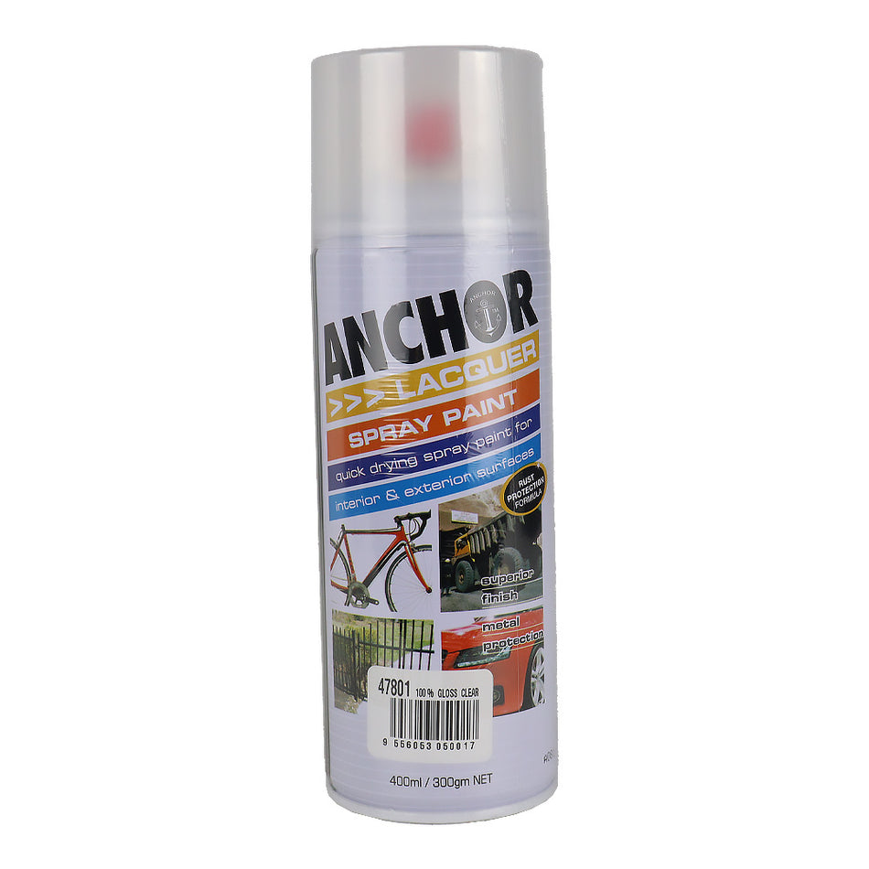 ANCHOR Lacquer Spray Paint Gloss Clear 300gm Aerosol Quick Drying