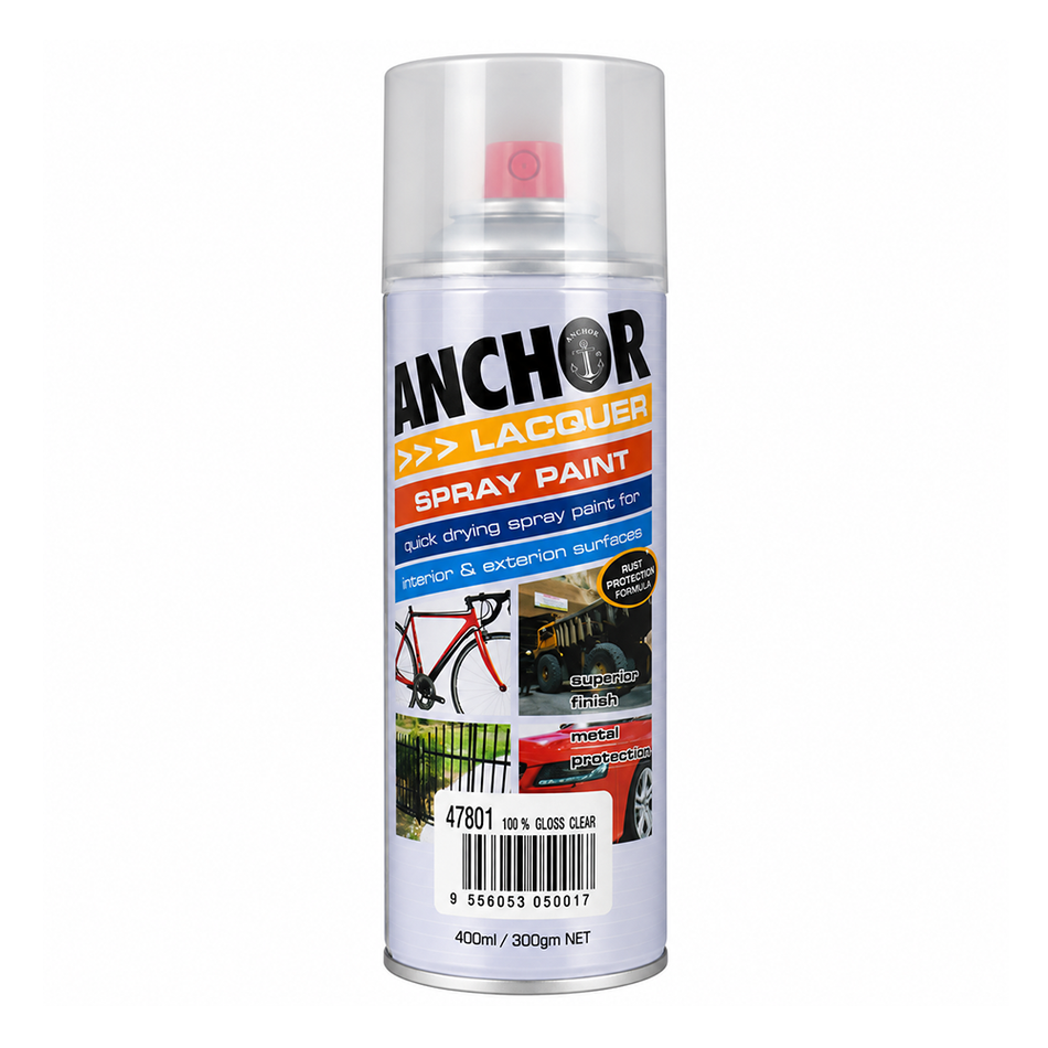 ANCHOR Gloss Clear Lacquer Aerosol Spray Paint 300g 3 Pack