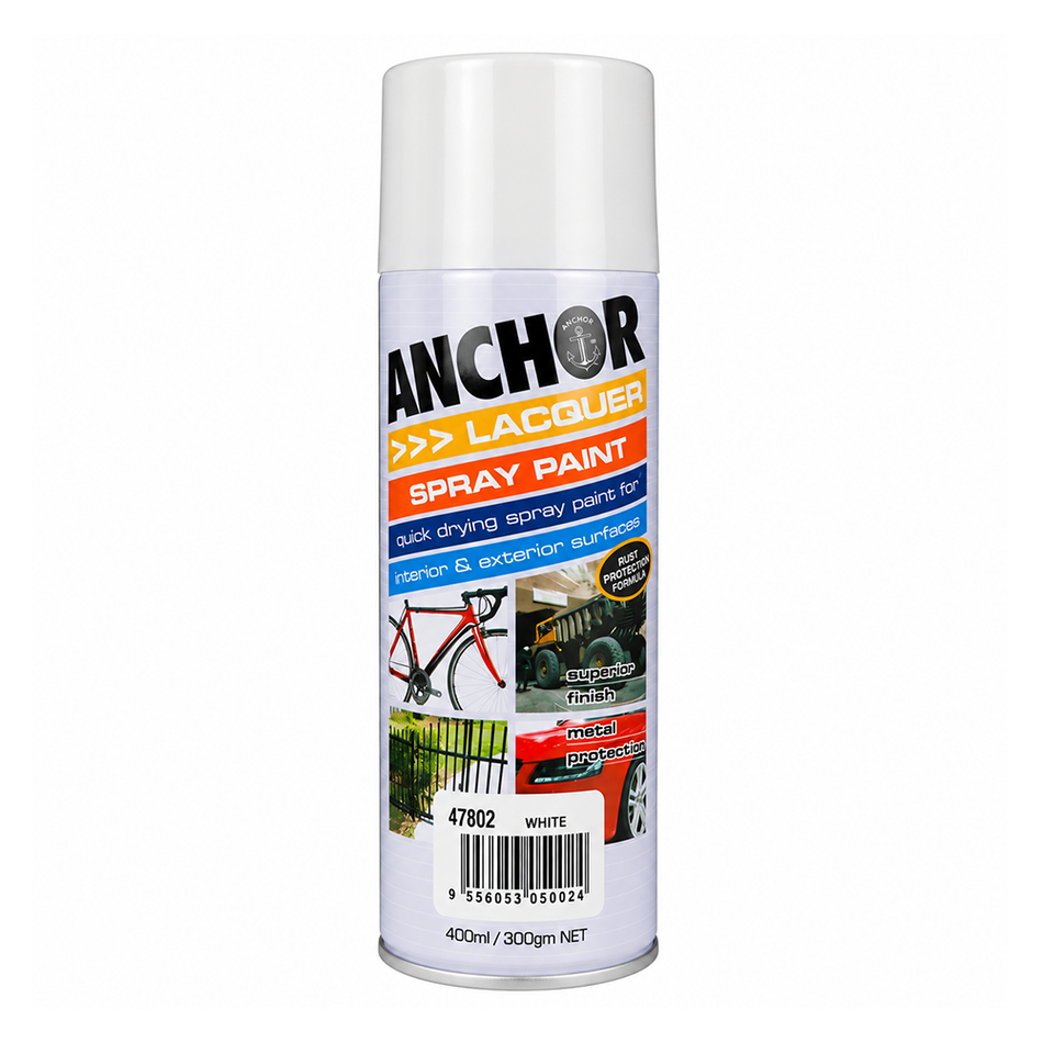 ANCHOR Gloss White Lacquer Aerosol Spray Paint 300g