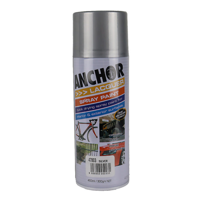 ANCHOR Lacquer Spray Paint Silver 300gm Aerosol Quick Drying