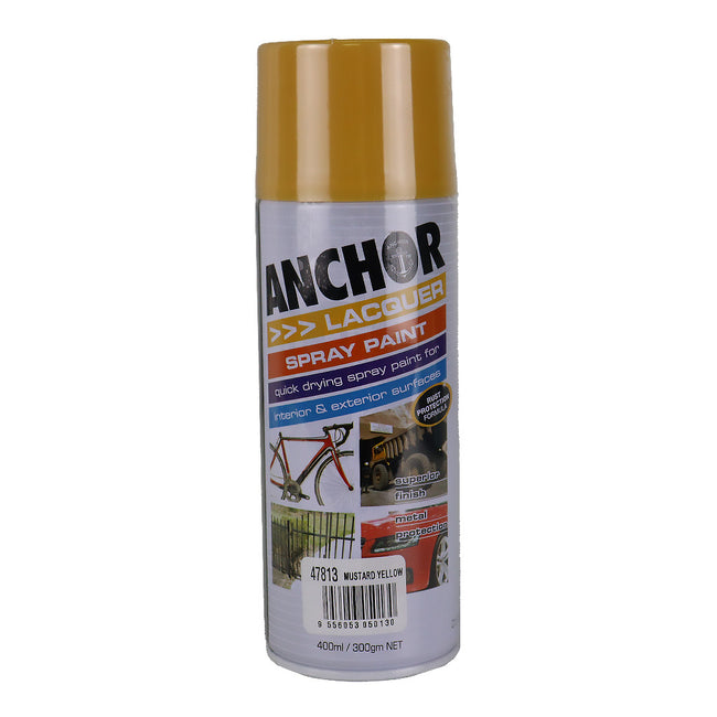 ANCHOR Lacquer Spray Paint Mustard Yellow 300gm Aerosol Quick Drying
