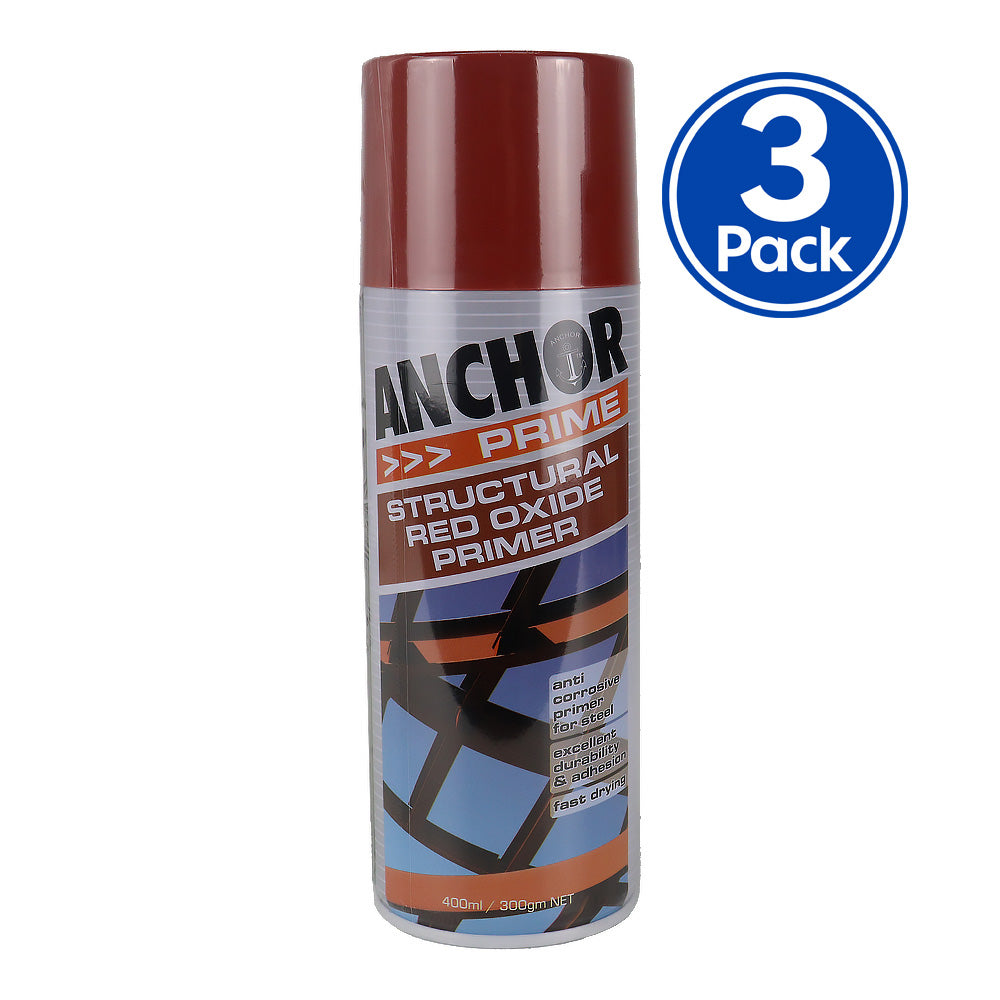 ANCHOR PRIME Structural Red Oxide Primer 300gm Anti-Corrosive Metal Coating x3