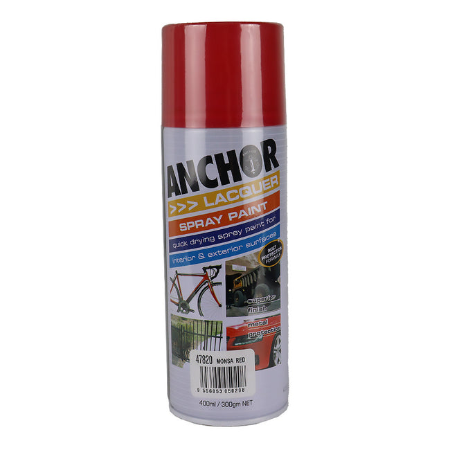 ANCHOR Lacquer Spray Paint Monsa Red 300gm Aerosol Quick Drying