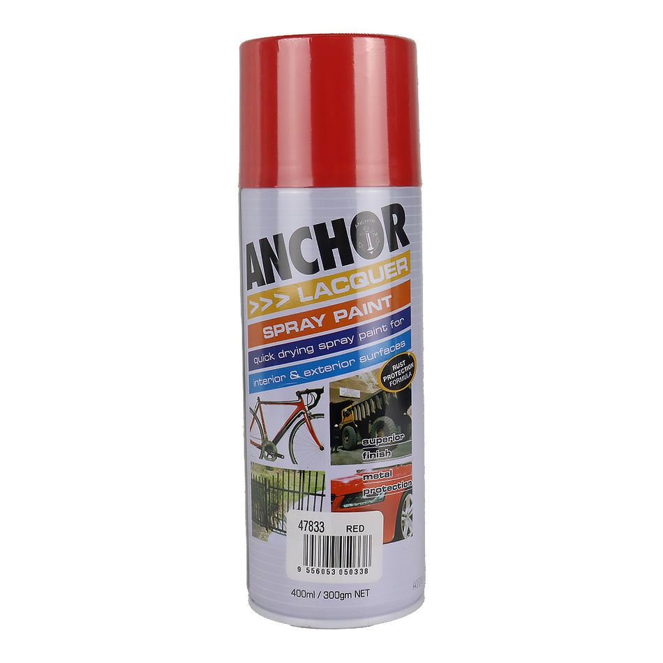 ANCHOR Lacquer Spray Paint Red 300gm Aerosol Quick Drying