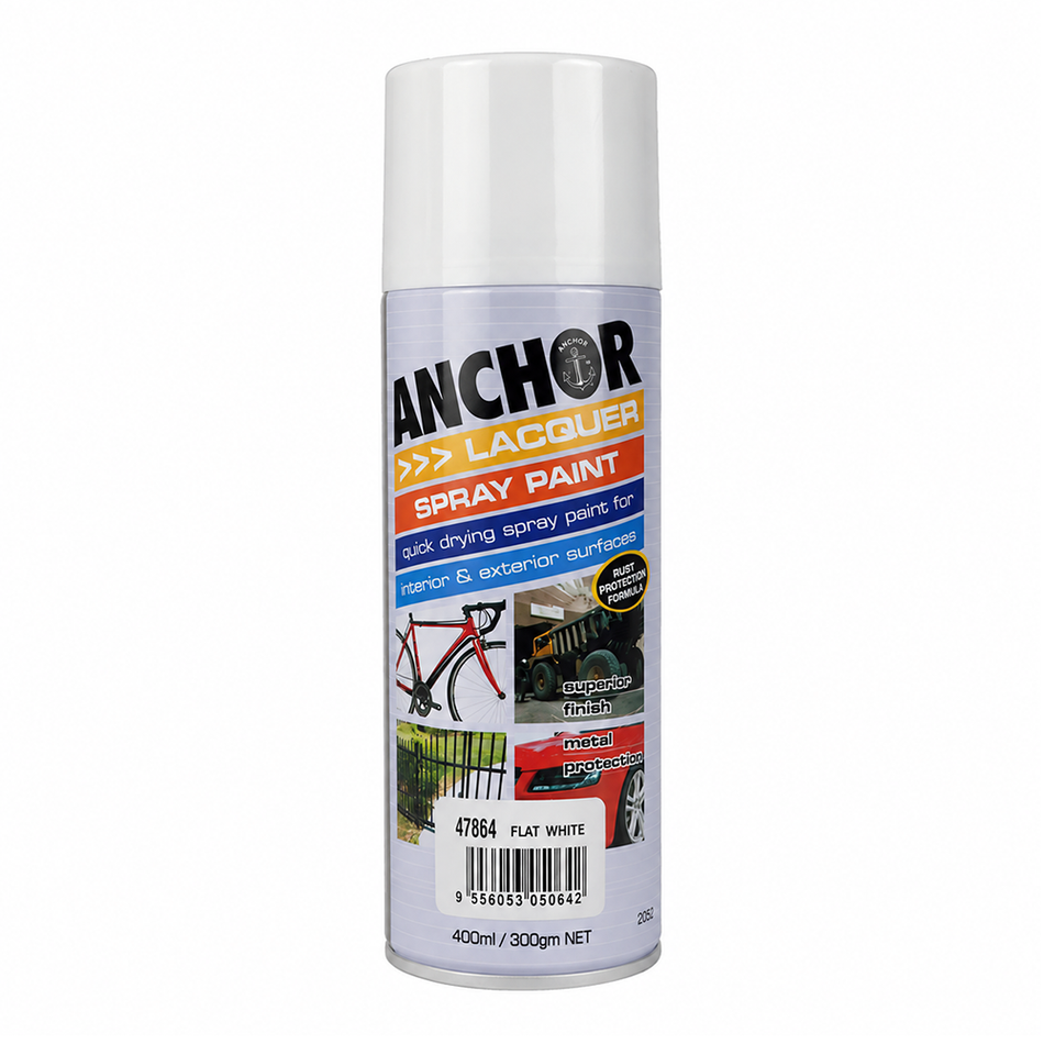 ANCHOR Flat White Lacquer Aerosol Spray Paint 300g
