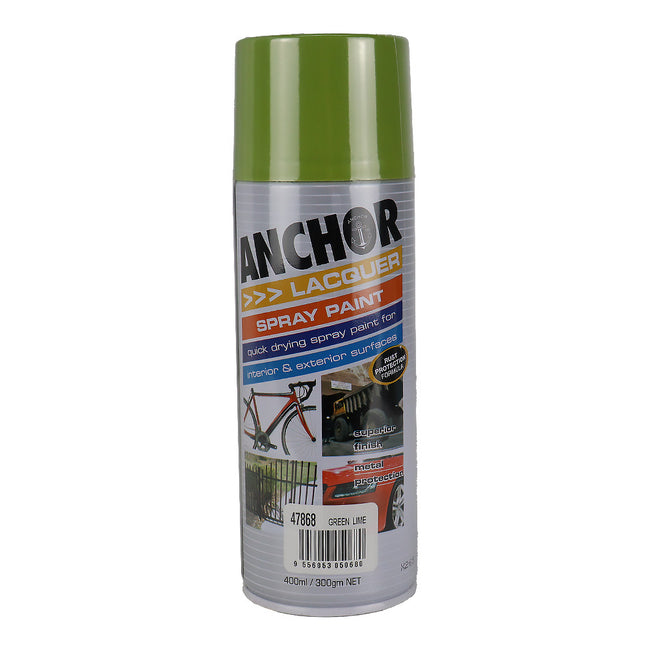 ANCHOR Lacquer Spray Paint Green Lime 300gm Aerosol Quick Drying