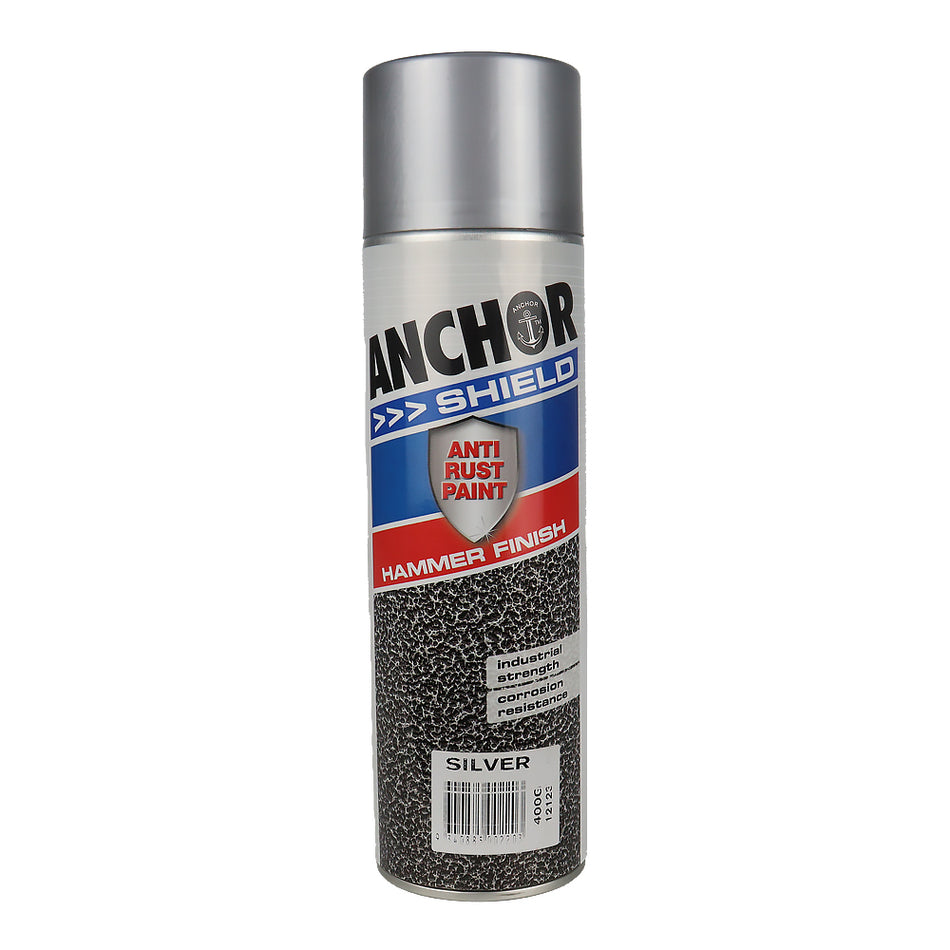 ANCHOR Shield Hammer Finish Silver 400gm Protective Enamel Paint Industrial