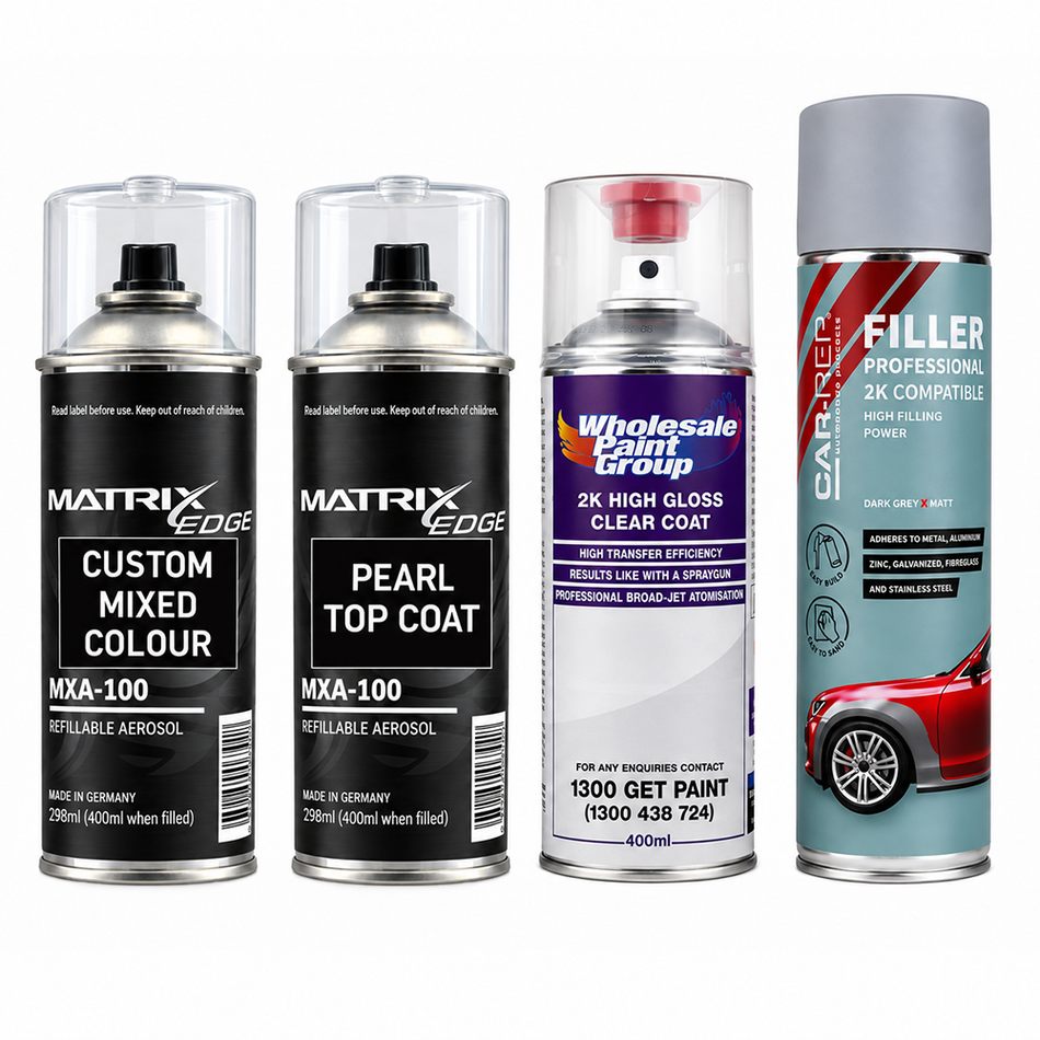 Automotive Touch Up Spray Can Choose Your Pearl Colour + 2K Clear Coat + Primer