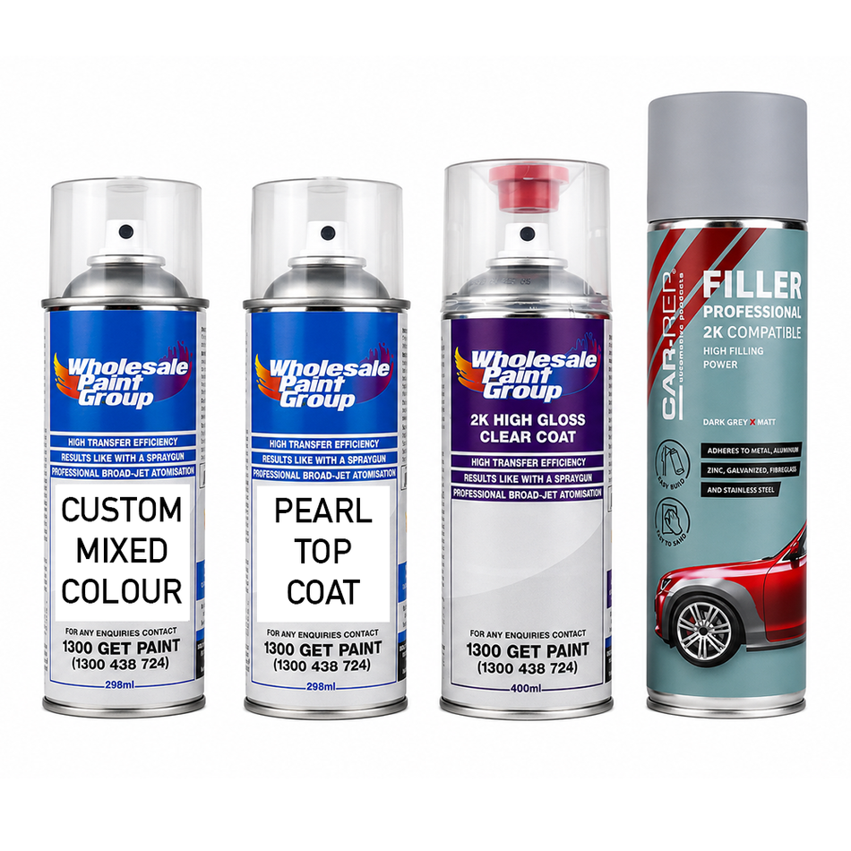 Automotive Touch Up Spray Can Choose Your Pearl Colour + 2K Clear Coat + Primer