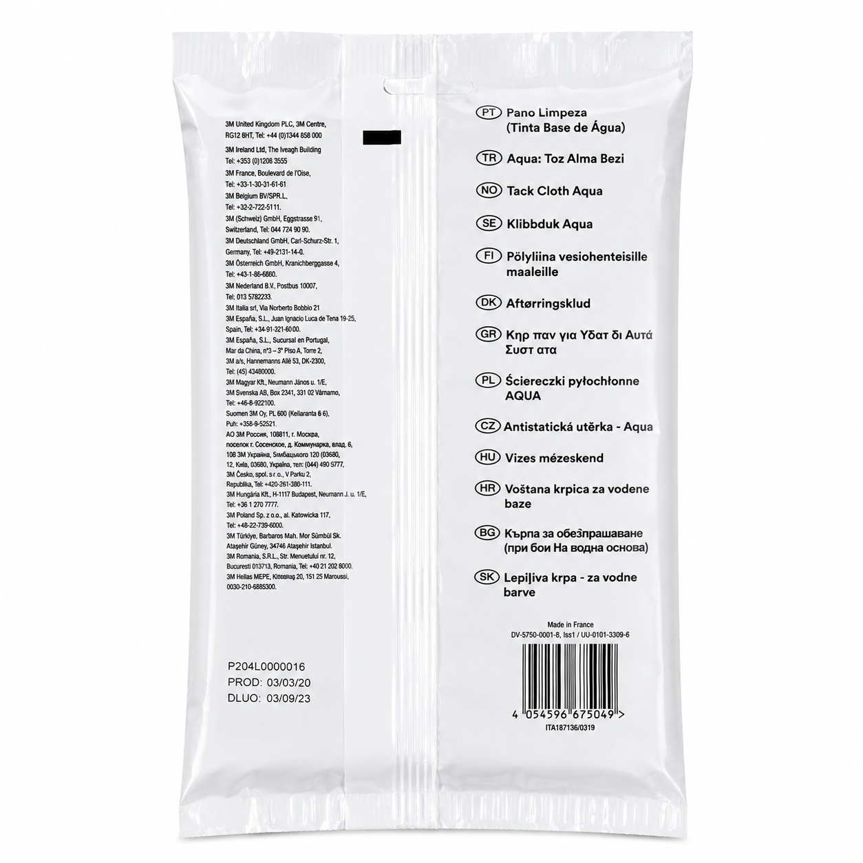 3M Aqua Tack Cloth Paint Prep Wipes Lint Free 10 Pack