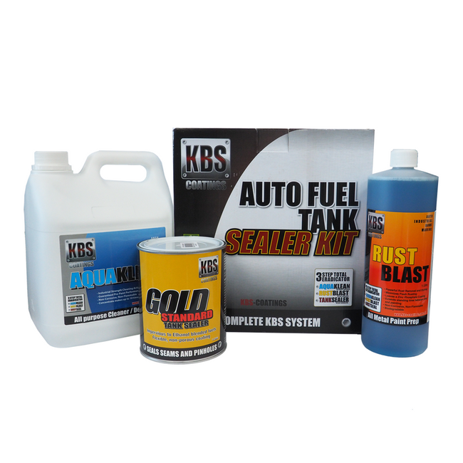 KBS Auto Fuel Tank Sealer Kit Seals Up To 100L Tanks 3 Step Rust Corrosion Prevention