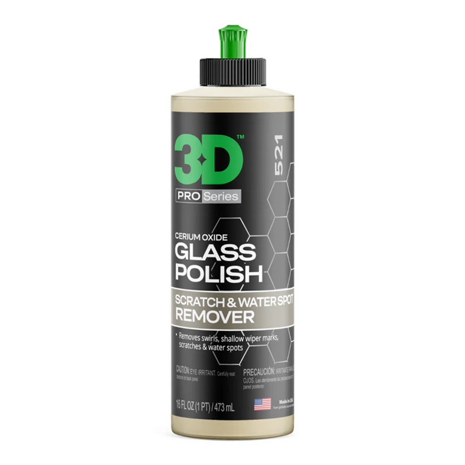 3D 521 Glass Polish 473ml Cerium Oxide Remove Swirls Scratches & Water Spots