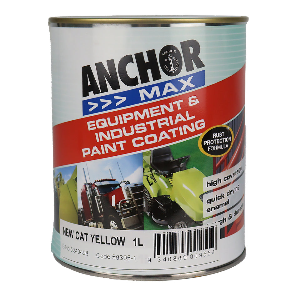 ANCHOR MAX New Cat Yellow 1L Industrial Enamel Paint High Durability