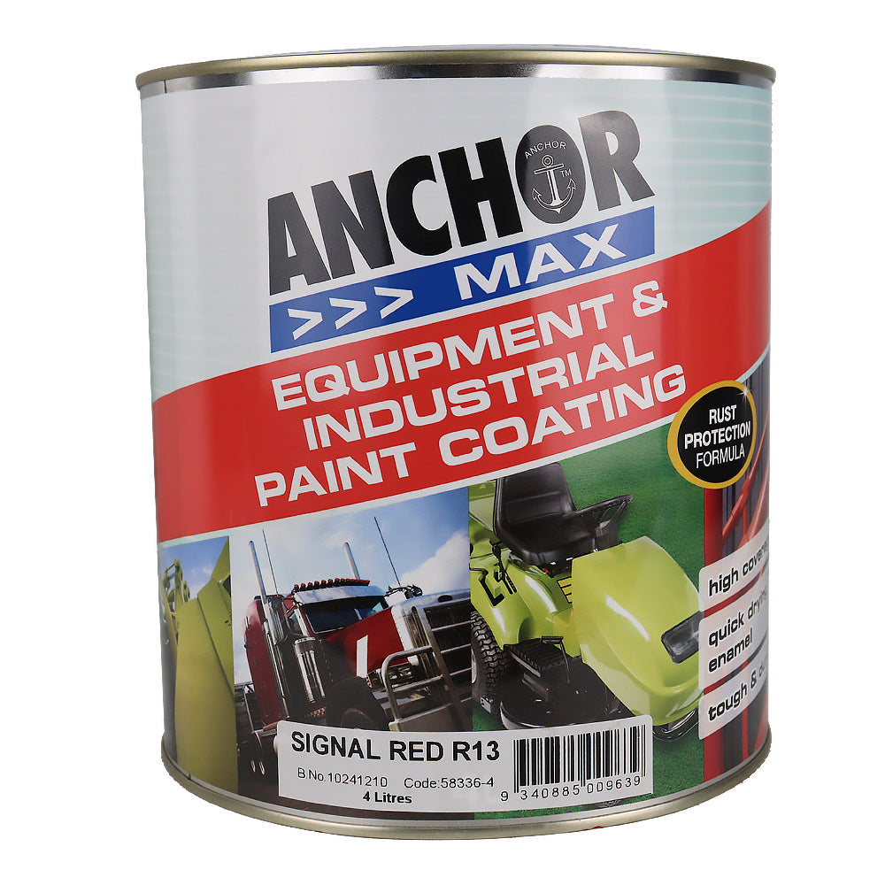 ANCHOR MAX Signal Red R13 4L Industrial Enamel Paint High Durability