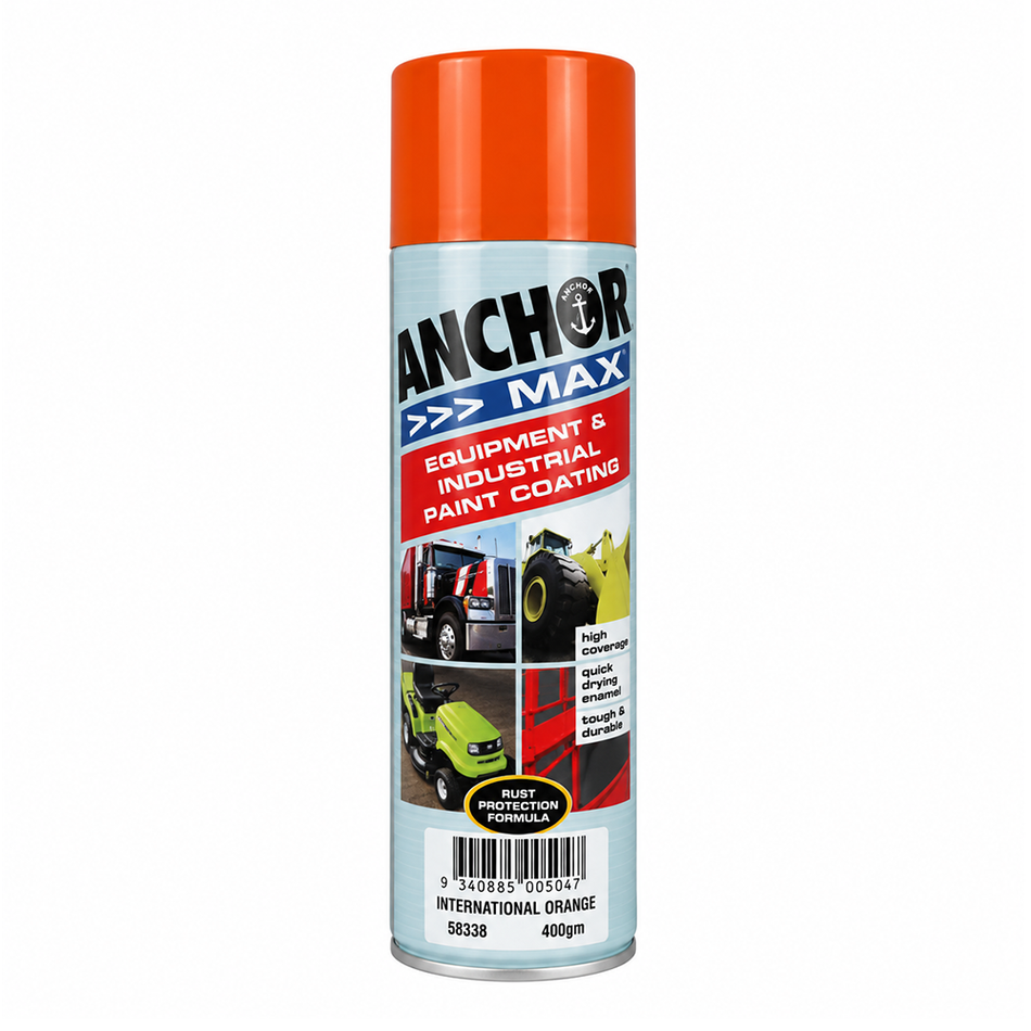 ANCHOR MAX International Orange Industrial Enamel Aerosol Spray Paint 400g