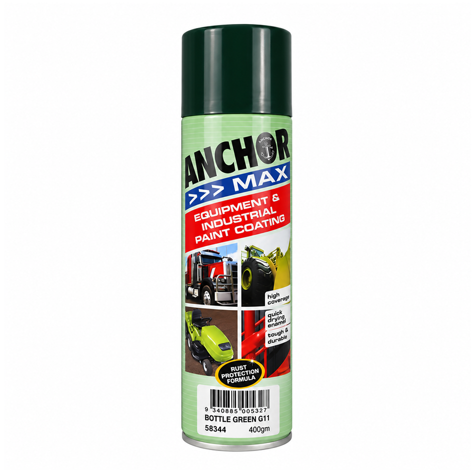 ANCHOR MAX Bottle Green G11 Industrial Enamel Aerosol Spray Paint 400g 3 Pack