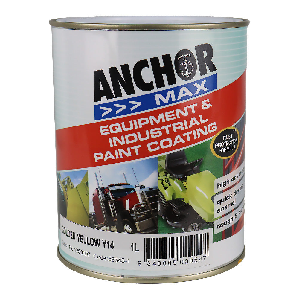 ANCHOR MAX Golden / Safety Yellow 1L Industrial Enamel Paint High Durability