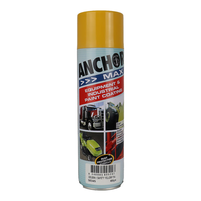 ANCHOR MAX Golden / Safety Yellow Y14 400gm Industrial Spray Paint High Coverage
