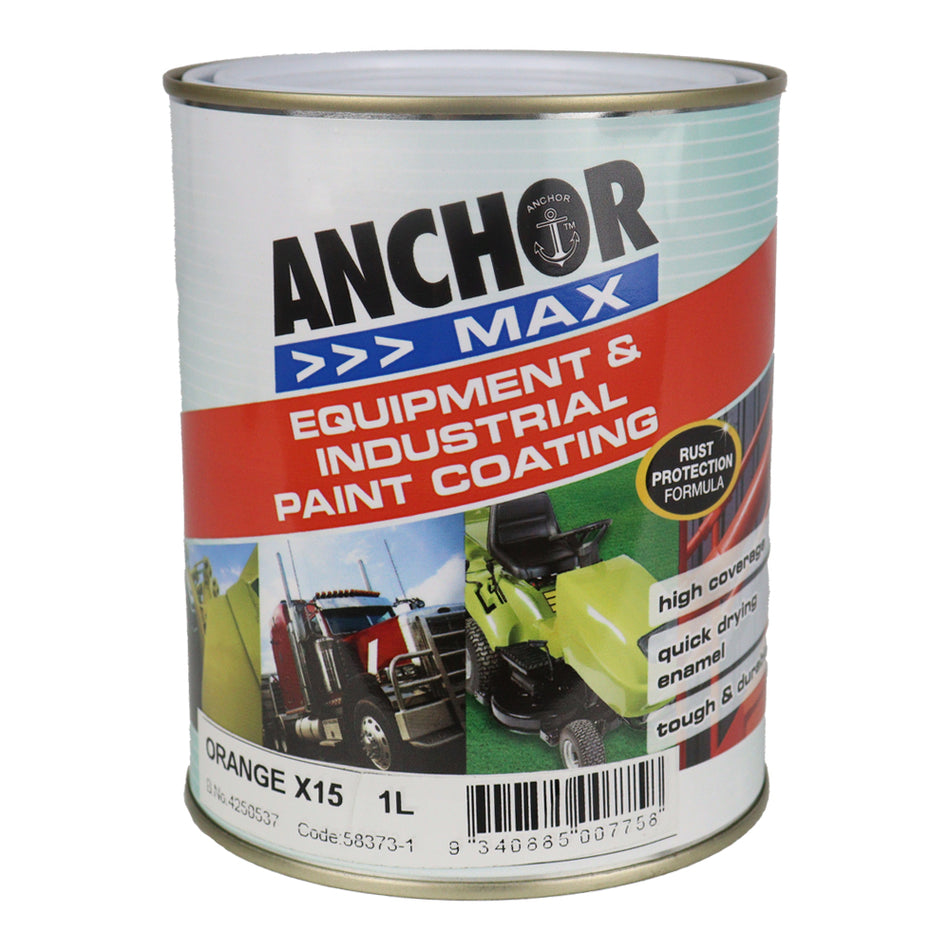 ANCHOR MAX Orange X15 1L Industrial Enamel Paint High Durability