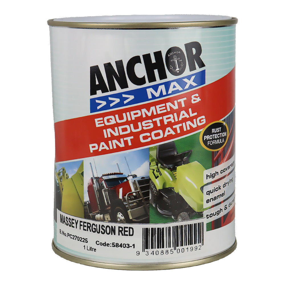 ANCHOR MAX Massey Ferguson Red 1L Industrial Enamel Paint High Durability