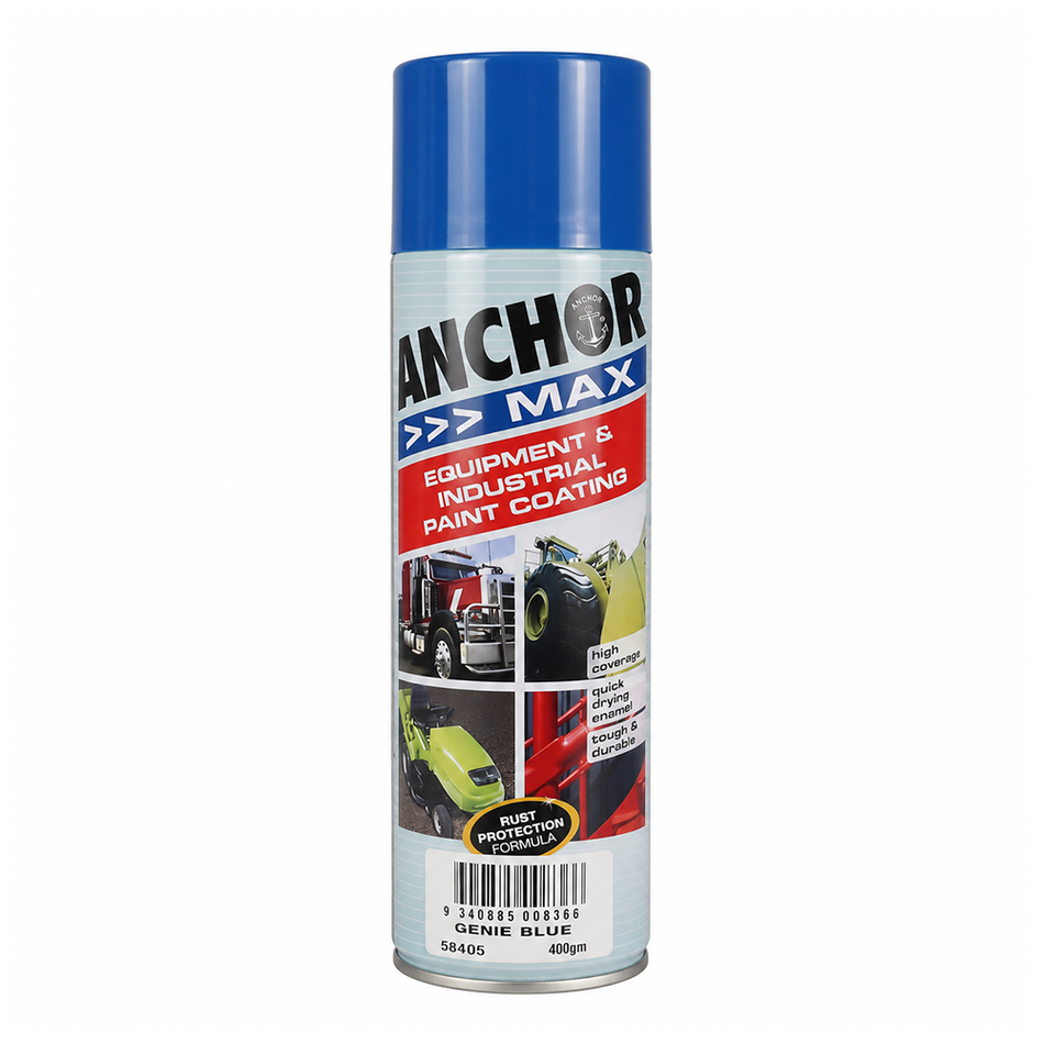 ANCHOR MAX Genie Blue Industrial Enamel Aerosol Spray Paint 400g 3 Pack