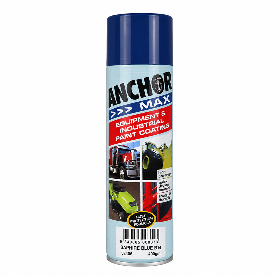 ANCHOR MAX Sapphire Blue B14 Industrial Enamel Aerosol Spray Paint 400g