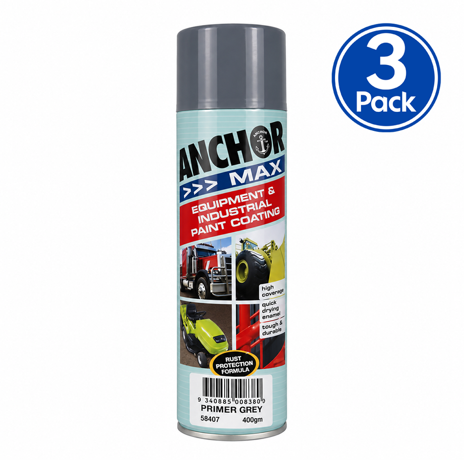 ANCHOR MAX Grey Primer Aerosol Spray Paint 400g 3 Pack