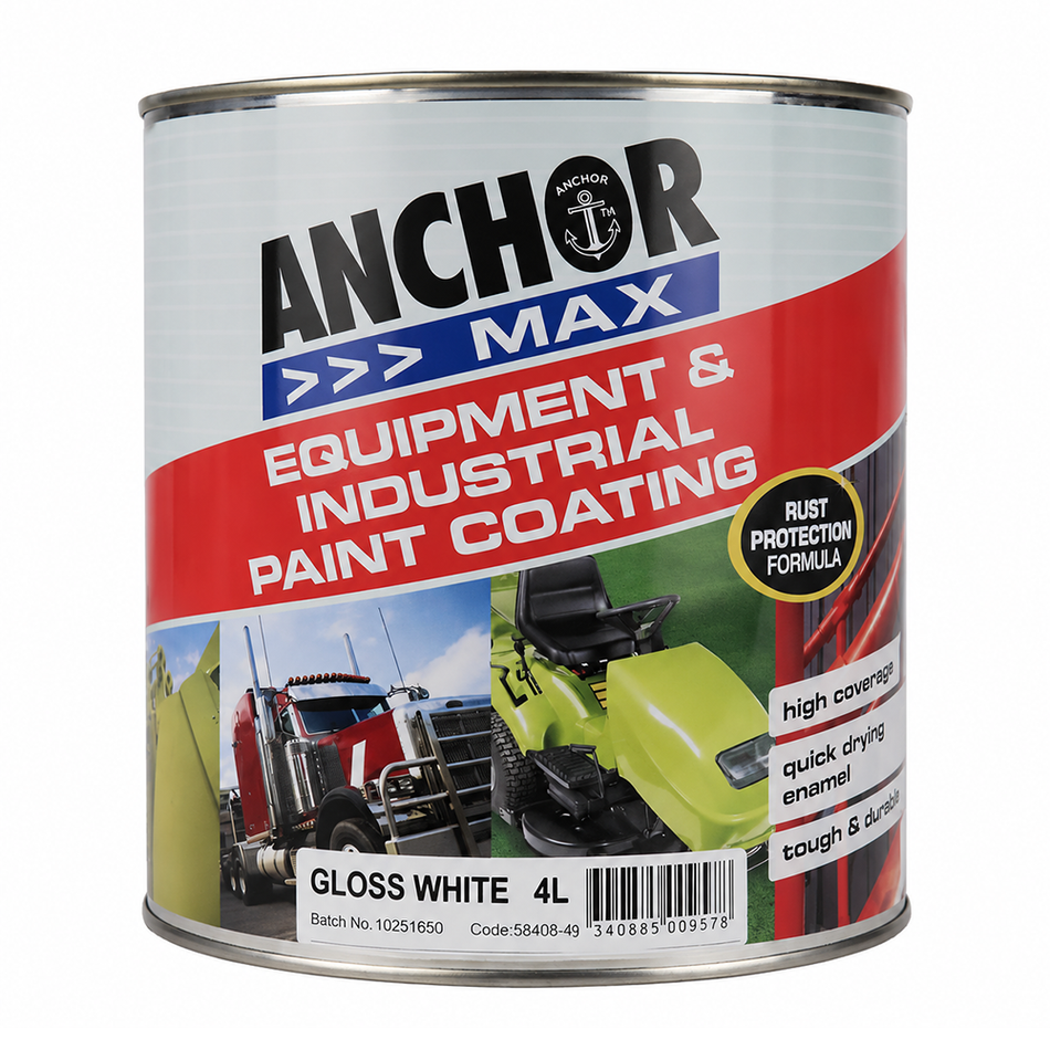ANCHOR MAX Gloss White Industrial Enamel Paint 4L