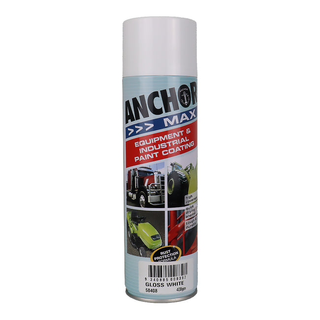 ANCHOR MAX Gloss White 400gm Industrial Spray Paint High Coverage
