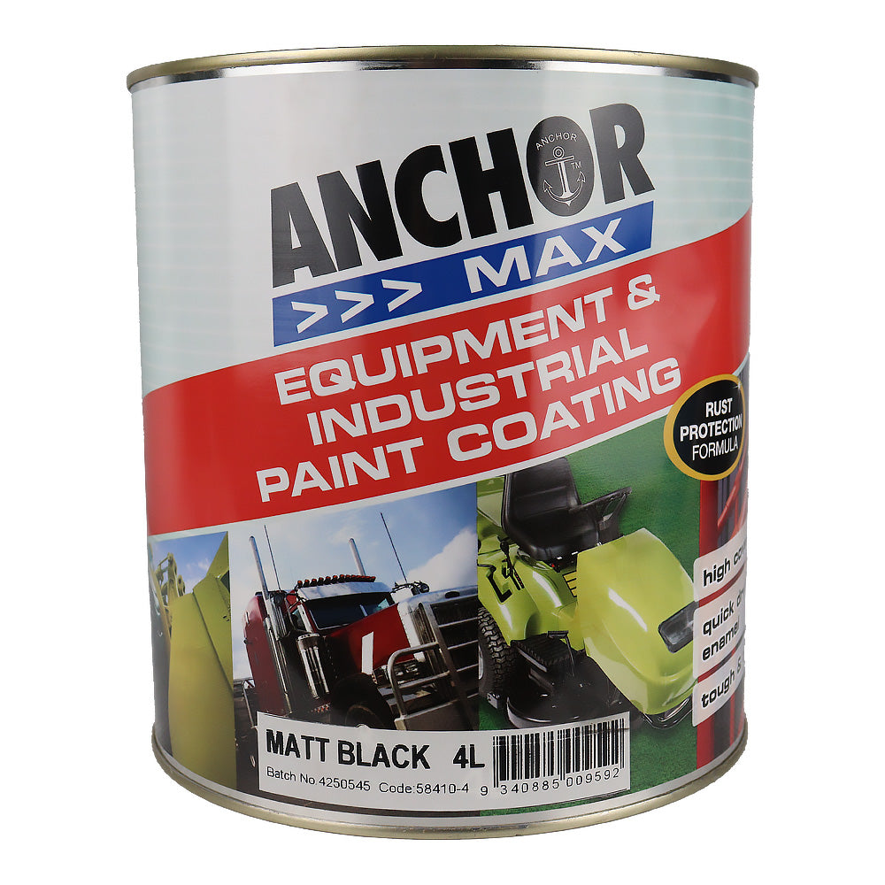 ANCHOR MAX Matt Black 4L Industrial Enamel Paint High Durability