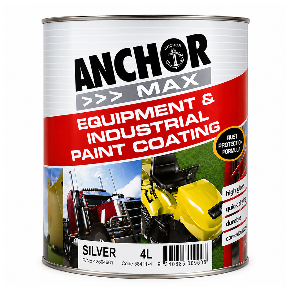 ANCHOR MAX Industrial Enamel Paint Silver 4L