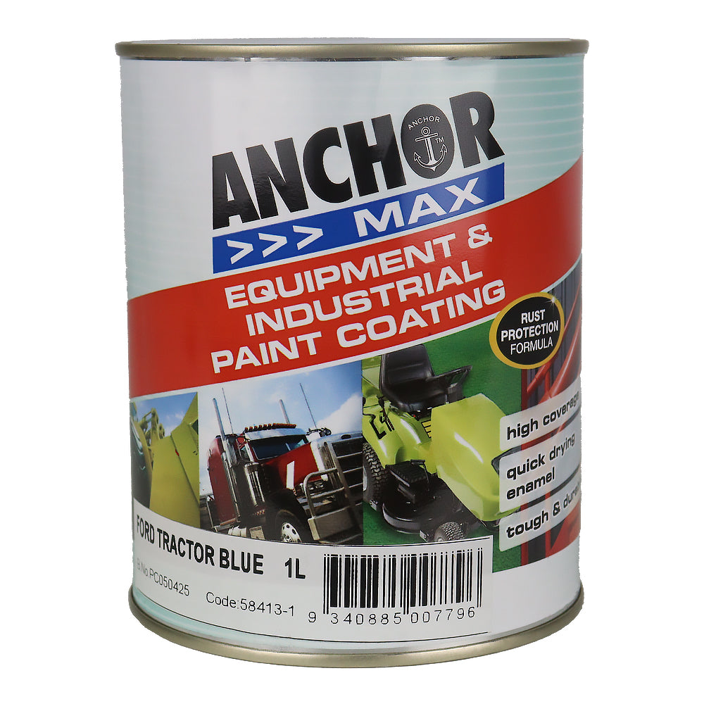 ANCHOR MAX Ford Tractor Blue 1L Industrial Enamel Paint High Durability