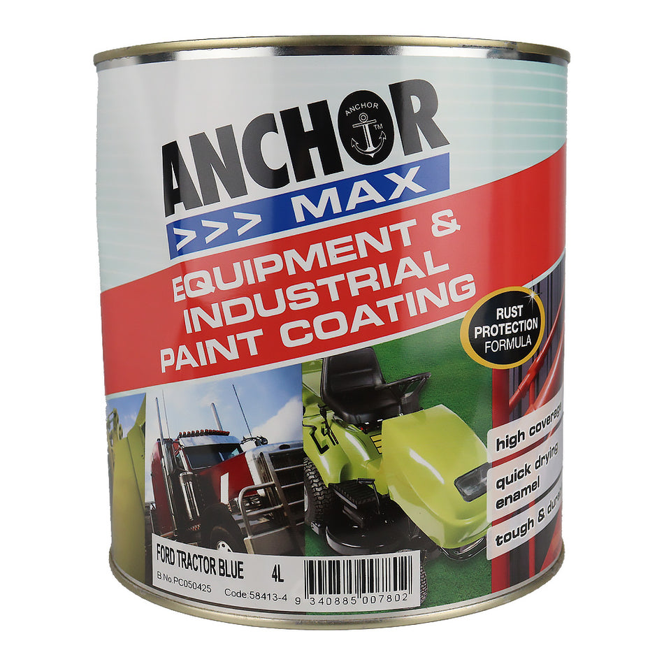 ANCHOR MAX Ford Tractor Blue 4L Industrial Enamel Paint High Durability