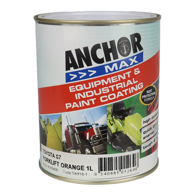 ANCHOR MAX Forklift Orange S7 1L Industrial Enamel Paint High Durability
