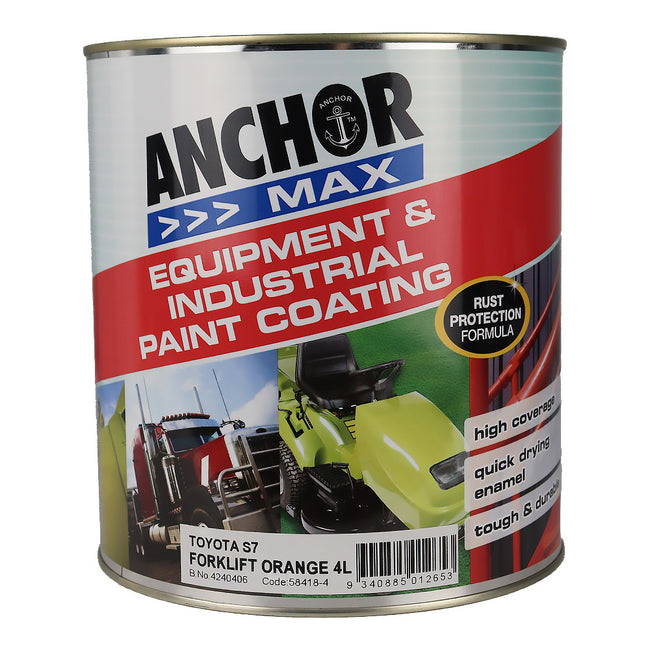 ANCHOR MAX Forklift Orange S7 4L Industrial Enamel Paint High Durability