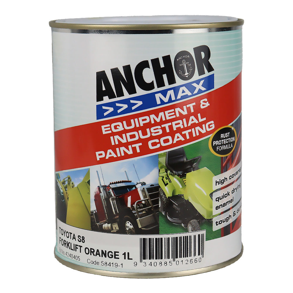 ANCHOR MAX Toyota S8 Forklift Orange 1L Industrial Enamel Paint High Durability