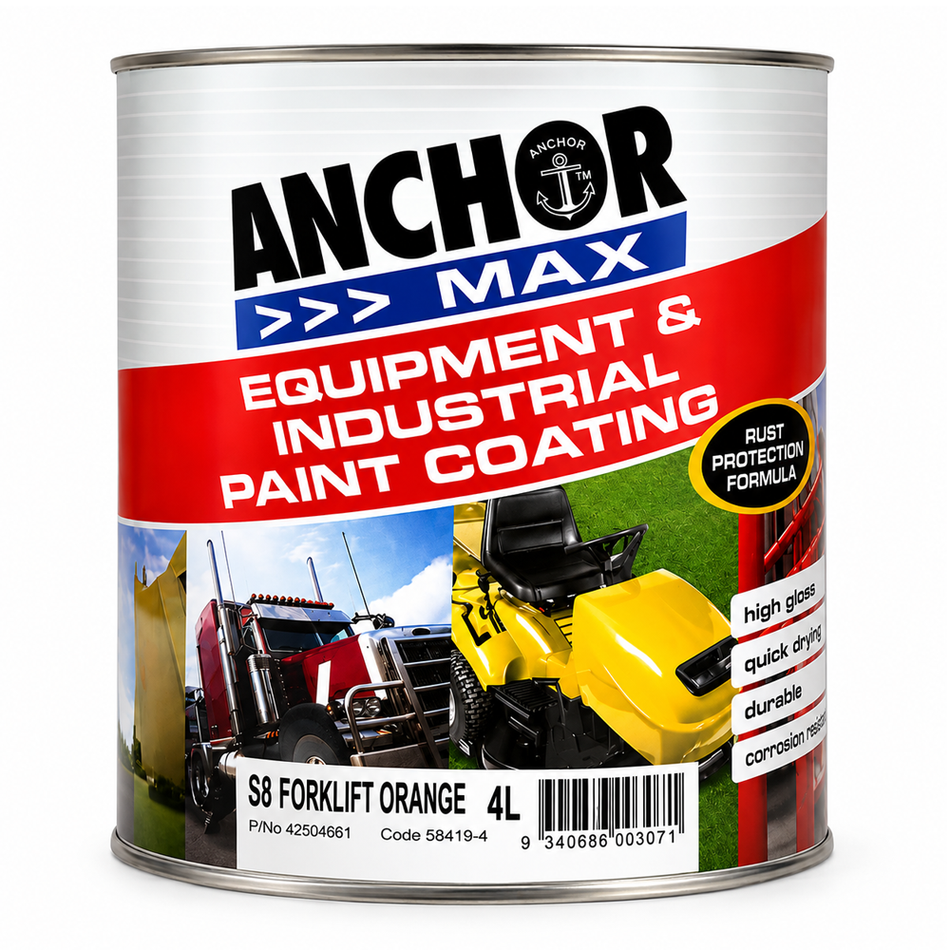 ANCHOR MAX Toyota S8 Forklift Orange 4L Industrial Enamel Paint High Durability