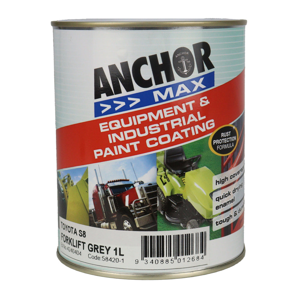 ANCHOR MAX Toyota Forklift Grey S8 1L Industrial Enamel Paint High Durability