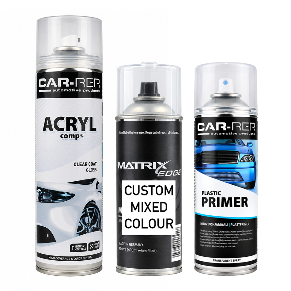 Custom Mixed Automotive Bumper & Plastic Restoration Kit Paint Primer Clear Coat