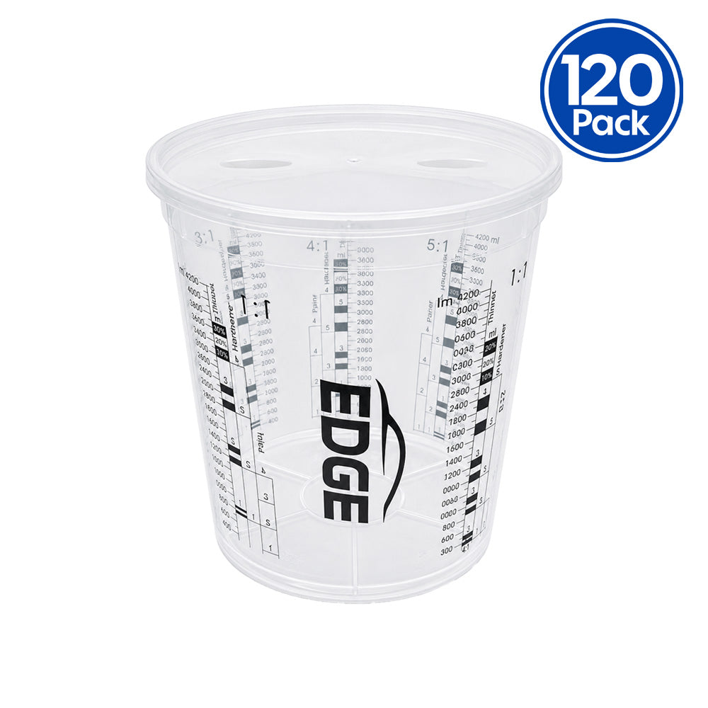 EDGE Paint Mixing Cup with Lid 5L Graduated Measuring Mixing Container 120 Pack