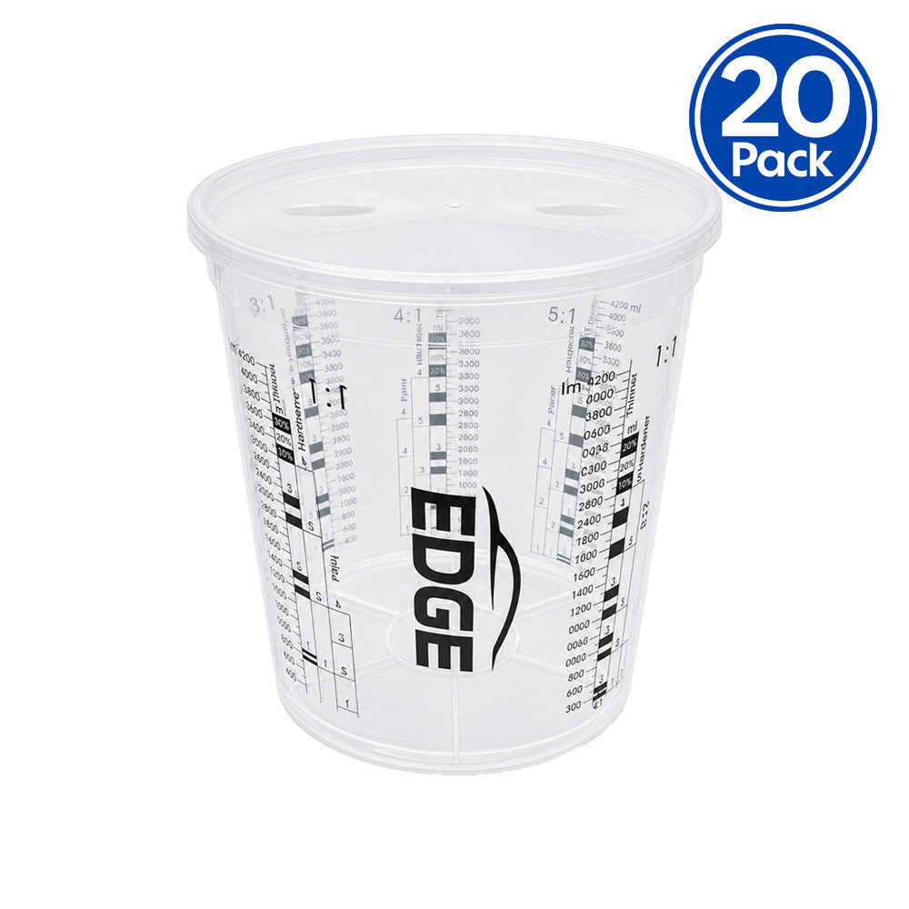 EDGE Paint Mixing Cup with Lid 5L Graduated Measuring Mixing Container 20 Pack