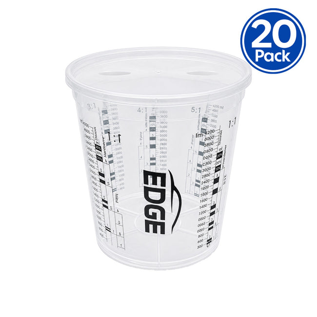 EDGE Paint Mixing Cup with Lid 5L Graduated Measuring Mixing Container 20 Pack