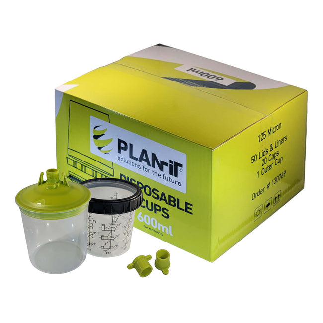 PLANIT Disposable Lids & Liners Kit 600ml 125um Filters PPS Cups